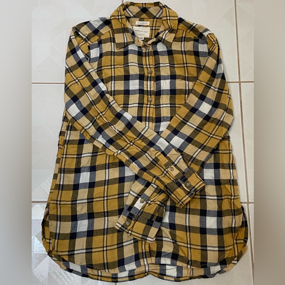 XS Yellow Flannel American Eagle